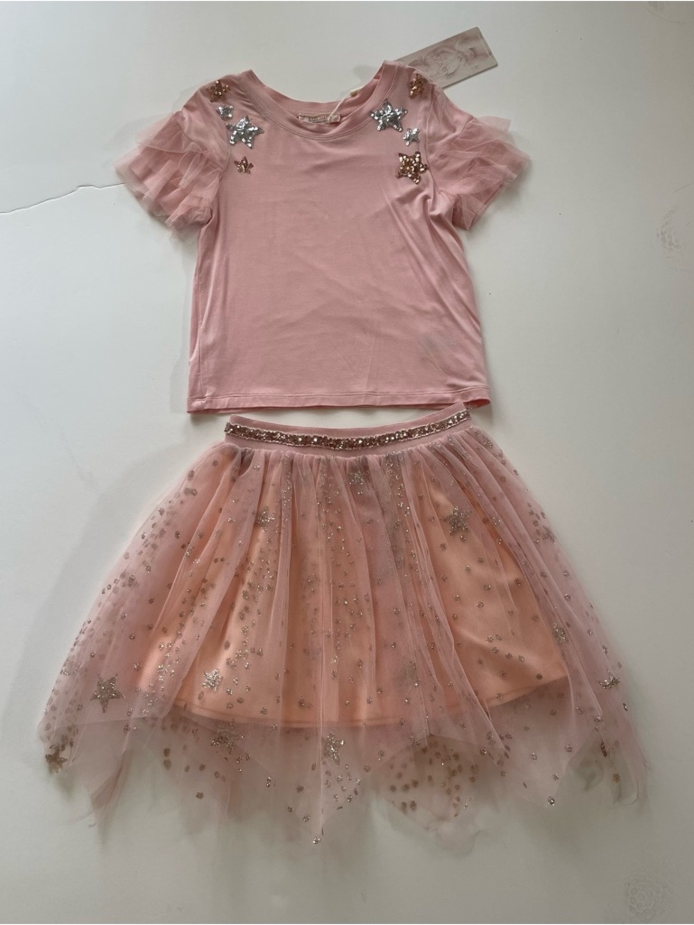 Pink Tulle Star Embellished Skirt Set - Picture 2 of 8